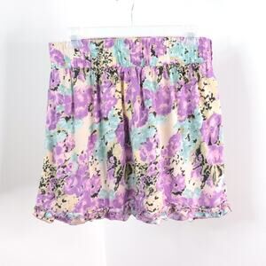 Mimi Chica Women's M Colorful Floral Stretch Waist Latin Skater Mini Skirt